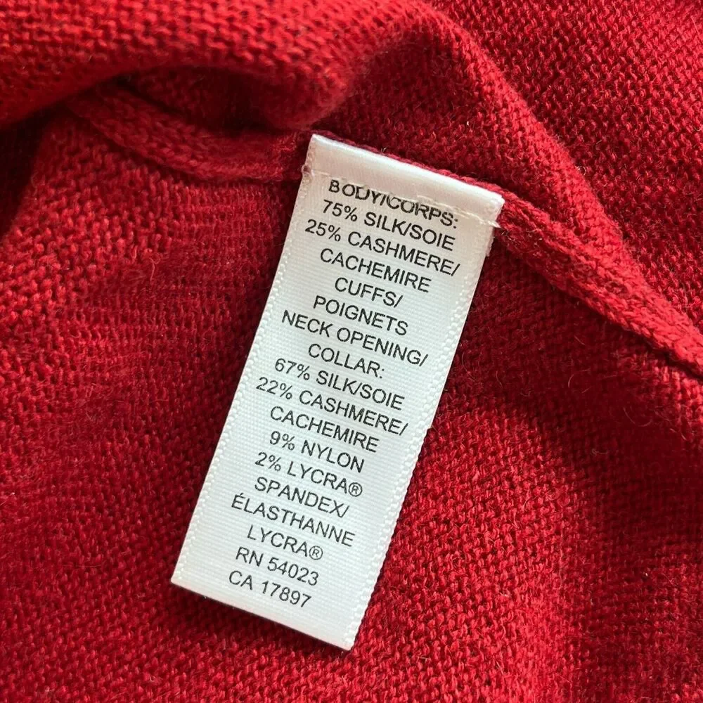Mens Banana Republic Silk Cashmere Half Zip Pullover Sweater Red Sz L Preppy